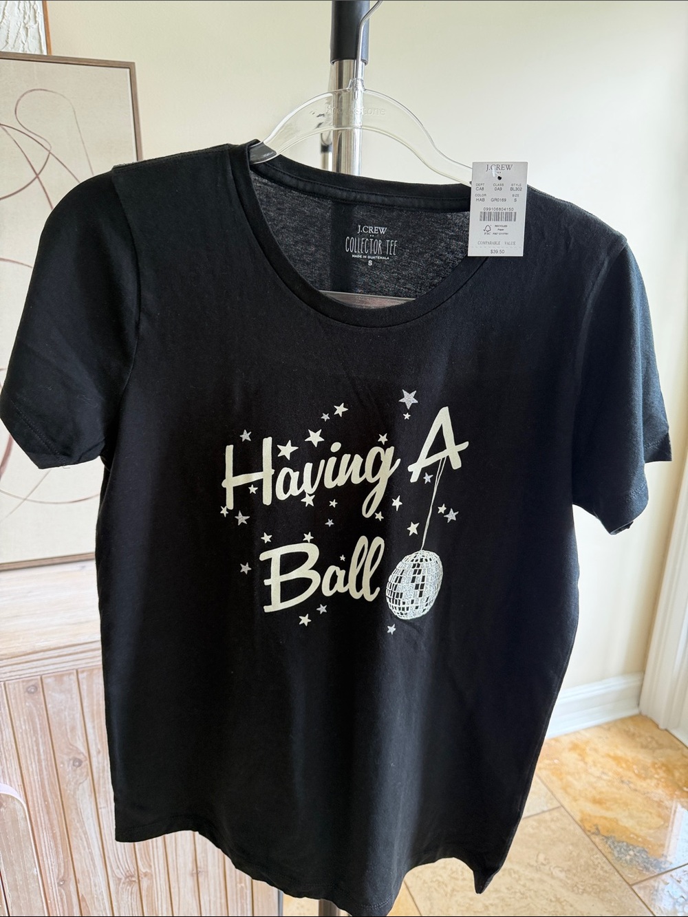 J. Crew Black Graphic "Having A Ball" Tee